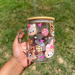 Conchitas Mug | Pan Dulce Cafecito y Chisme Cup | Glass Mugs | Concha glass cup | pan Dulce cup | cat cup. | girly mugs | Kids cups | trendy