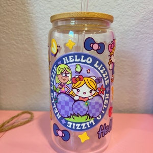 Adorable lizzie Mcguire and Cat Glass cup
