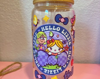 Adorable vaso de cristal de Lizzie Mcguire y Cat