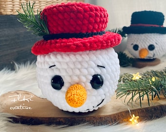 Crochet pattern snowman "surprise", fillable, German