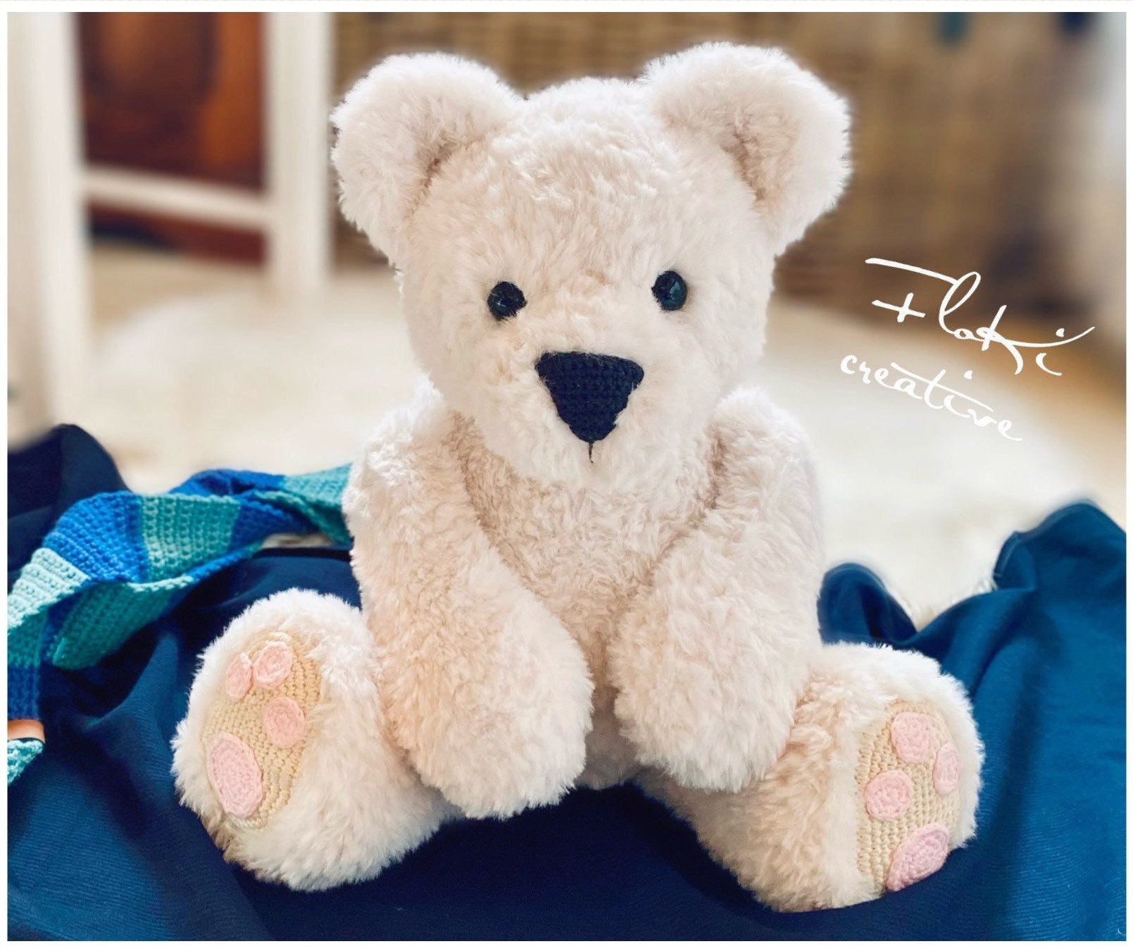 シロクマのかぎ針編みパターン、ドイツ語、あみぐるみ、XL ぬいぐるみ