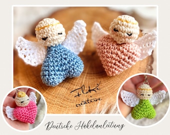 Guardian angel with heart, crochet instructions in German, crochet little angel in 2 variations