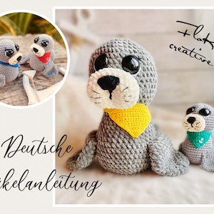 Crochet pattern seal Roberta, PDF German, Amigurumi, seal, seal