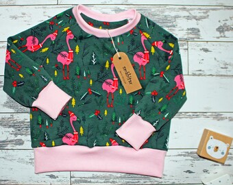 Winterpullover Sweatshirt Babyshirt Kinderpullover Kindersweatshirt Flamingo Mädchen Gr. 62-68 bis 122-128