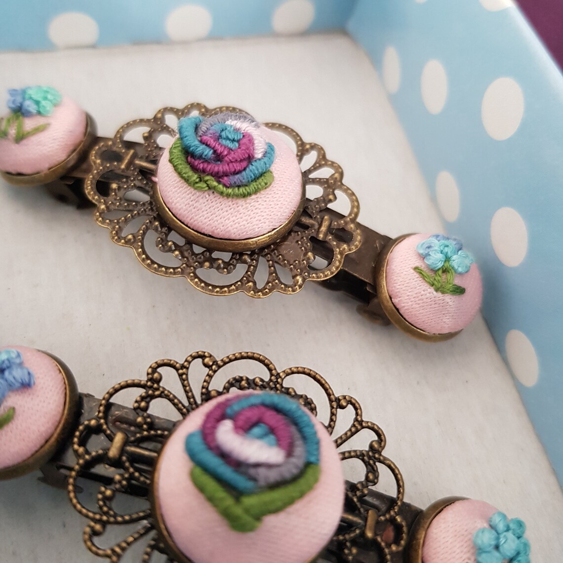 Custom Handmade Embroidery Hair Clip Floral Hair Pin Hair Etsy