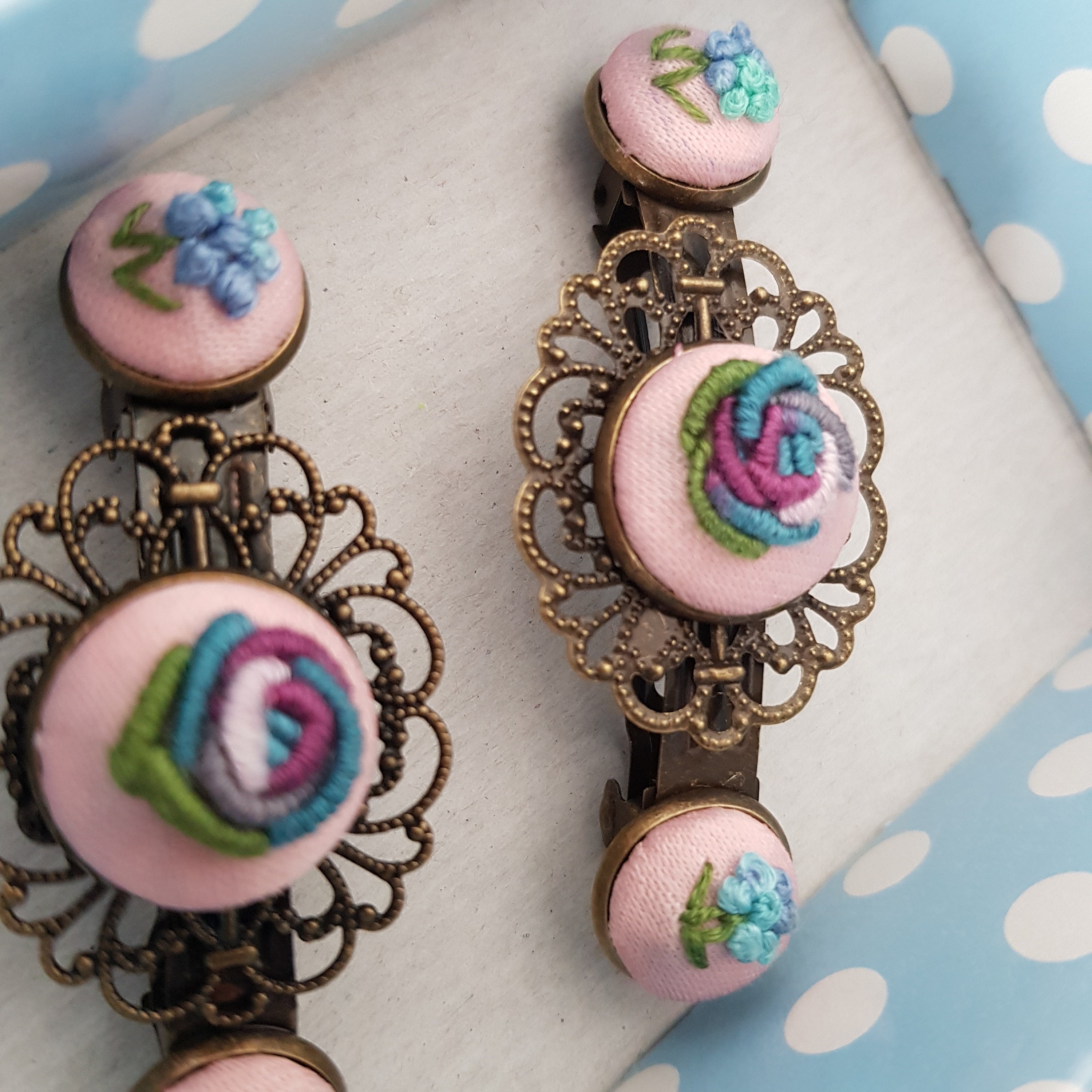 Custom Handmade Embroidery Hair Clip Floral Hair Pin Hair Etsy