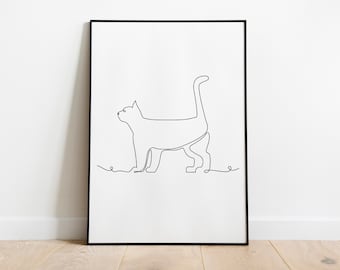 Cat Pet line art print