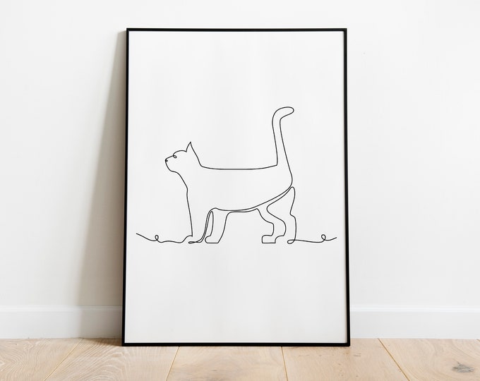 Cat Pet line art print