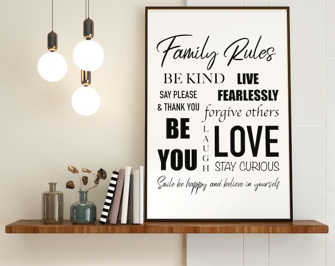 Family rules wall art quote Print