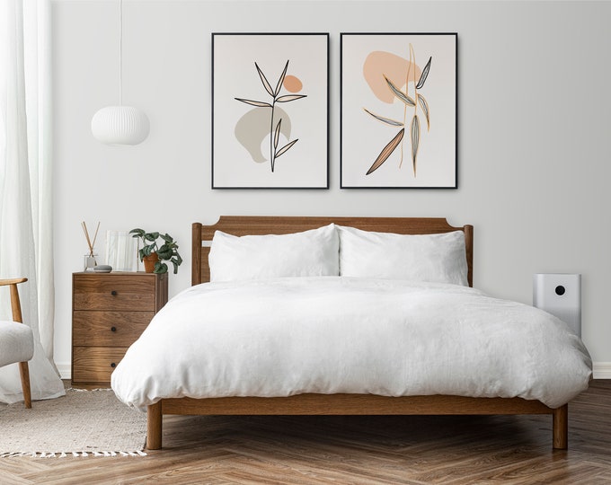 Set of 2 botanical  line art prints