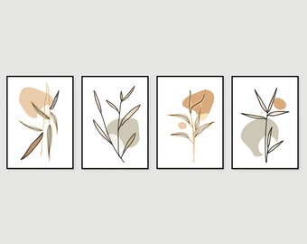 Set of 4 abstract line art prints