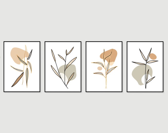 Set of 4 abstract line art prints