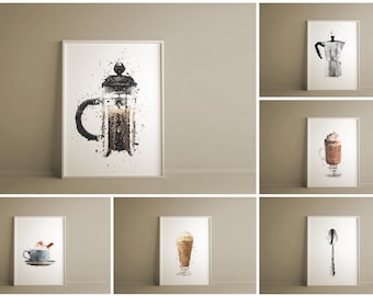 Hot drink kitchen prints / cafe wall art