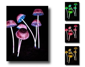Mushroom neon Canvas / food wall art / kitchen print