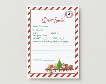 Letter to Santa / Dear Santa letter / letter to Father Christmas / North Pole letter