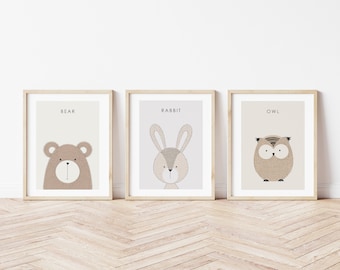 set of 3 animal Nursery Prints