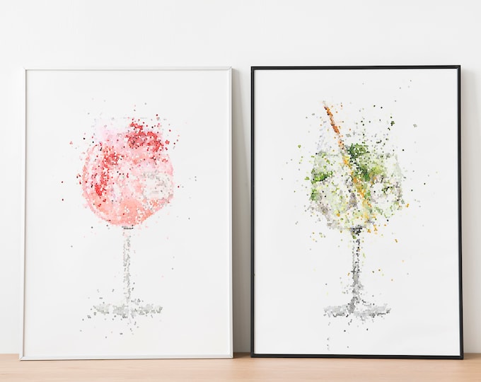 Gin glass kitchen print / alcohol wall art