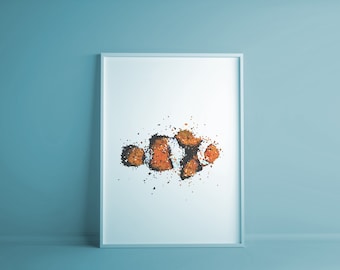 Sea creature bathroom wall art prints