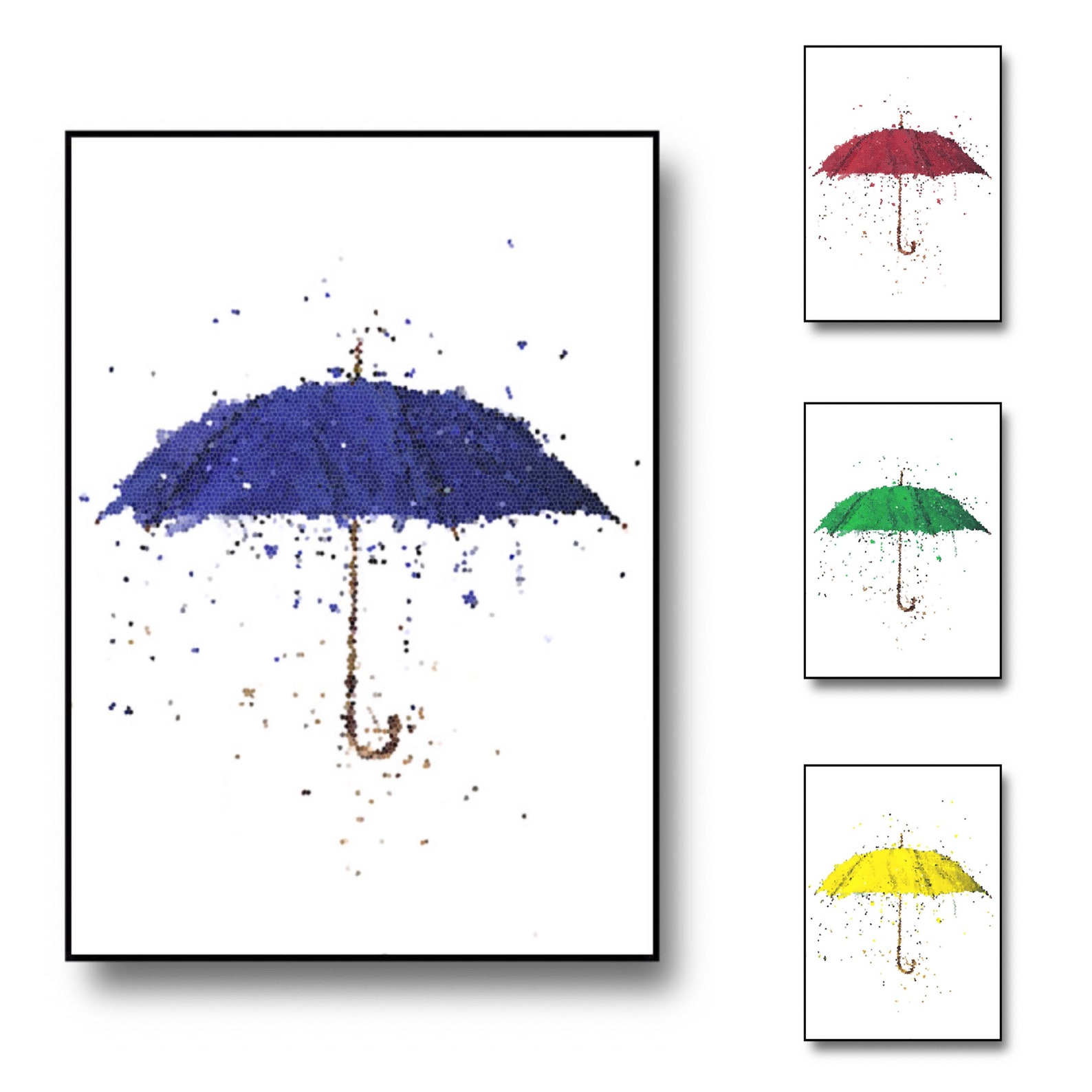 Umbrella rain wall art print Etsy
