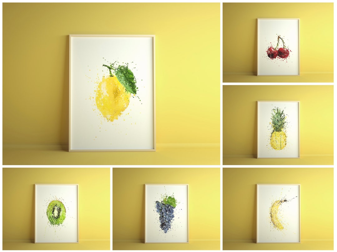 set of 2 kitchen prints | kitchen wall art, fruit wall... Fruit Kitchen Prints / Food Wall Art - Etsy