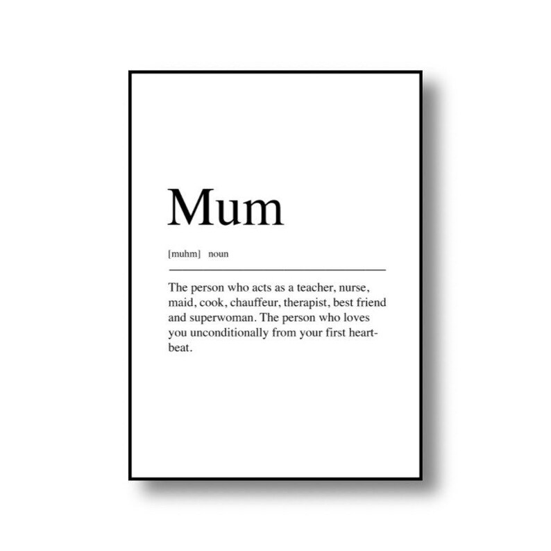 Mum Definition Mothers Day Gift Print Etsy UK