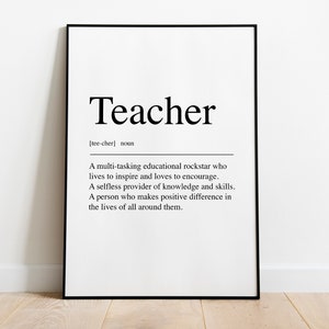 Teacher / Teaching assistant definition Quote Print