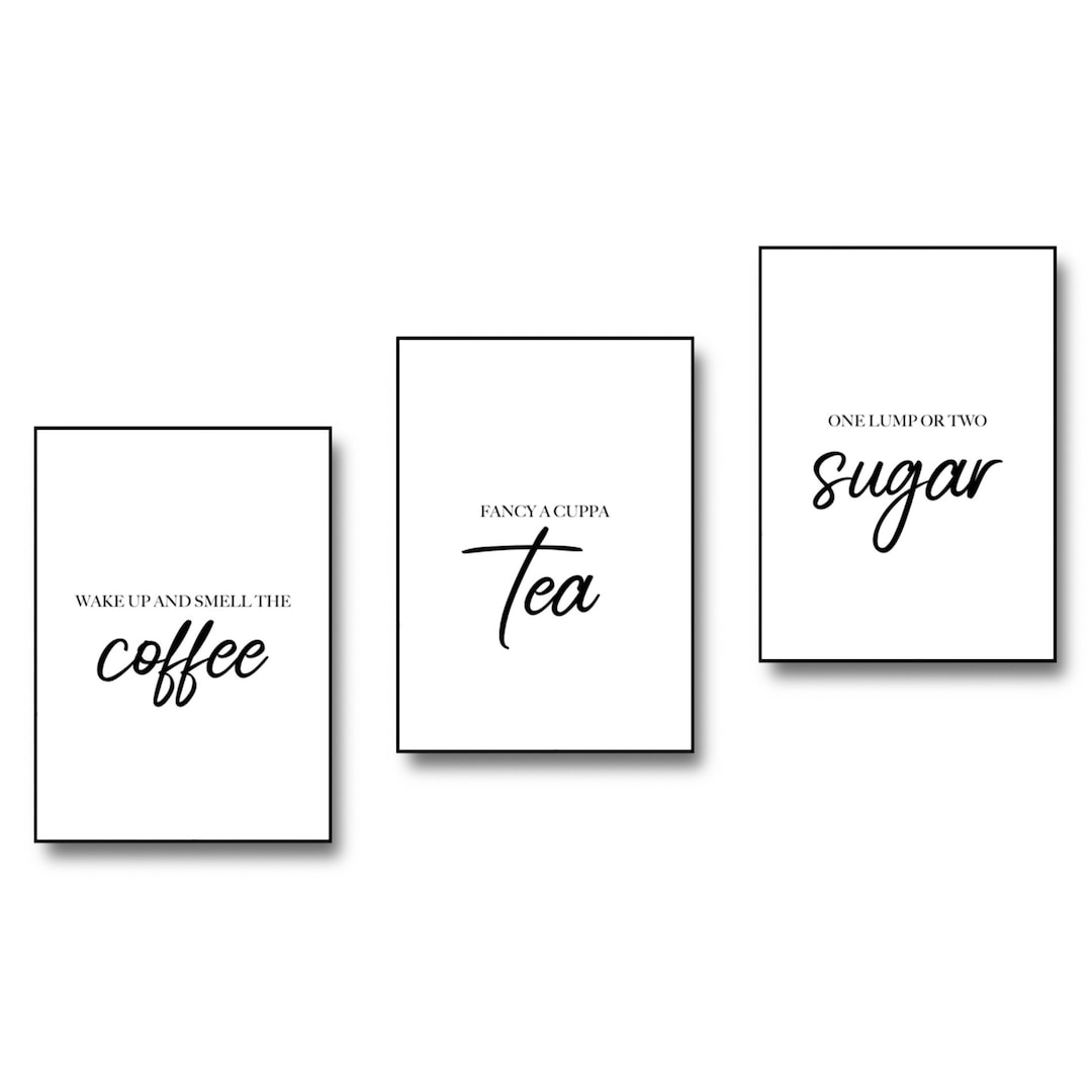 Kitchen Prints / Tee Kaffee Zucker Sprüche Wandkunst Set Etsy.de