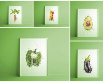 Vegetable kitchen prints / food wall art