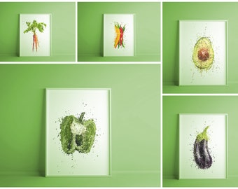 Vegetable kitchen prints / food wall art