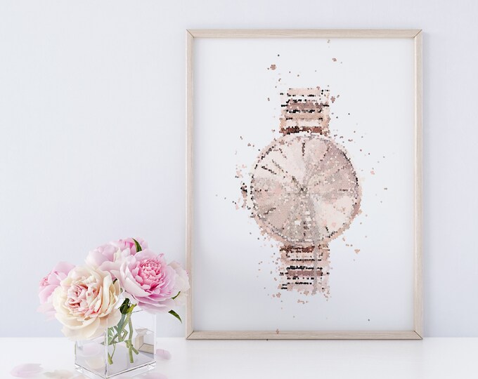 Rose Gold watch wall art print