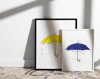 Umbrella rain wall art print