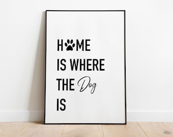 Home is where the dog is quote print