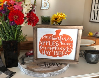 Pumpkin Fall Farmhouse Wood Sign