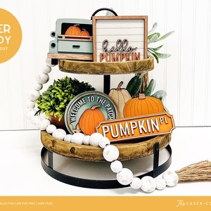 Pumpkin Spice Fall Laser File for Tiered Tray Decor Signs - Laser Cutting File for Fall
