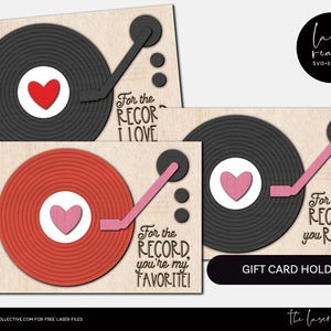 Porte-cartes cadeau Saint-Valentin Laser Files pour tourne-disque Saint-Valentin - Jeu de mots pour la Saint-Valentin