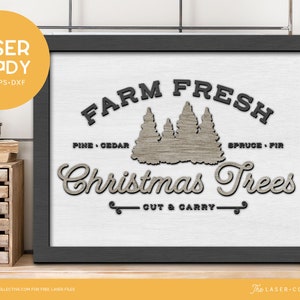 Laser Cut File Farm Fresh Christmas Trees Sign for Glowforge or CNC Machine