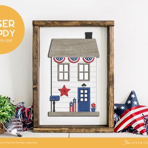 4th of July Laser File Patriotic Cottage