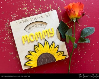 Interactive Sunflower Spinner Card Laser File, Mother’s Day Flower Laser Cut File