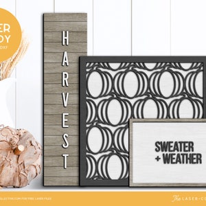 Fall Laser File Bundle of Wood Signs for Autumn - Laser Cutting File for Fall