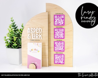 Double Arch QR Sign Laser File - Craft Show Sign - Market QR Code Sign - Boho QR Code Laser File