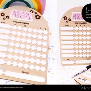 Boog karwei grafiek met madeliefjes laserbestand - kinderen karwei grafiek SVG - bloemen karwei bordontwerp - DIY karwei grafiek - lasergesneden bestand
