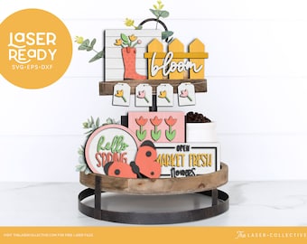 Spring Tiered Tray Laser Files Hello Spring