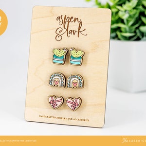 Juego de limas láser para pendientes de San Valentín n.° 1 - Limas láser para pendientes - Limas para pendientes para corte láser - Lima láser de cactus - Archivos SVG para pendientes