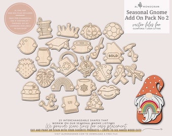 Saisonales Wichtel Add On Pack No 2 | Wichtelschild mit austauschbaren Händen | Weihnachts-Wichtel | SVG Laser Cut Dateien für Glowforge + CNC Maschine