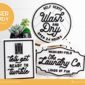 Laundry Sign SVG Files for Laser Cutting image 1