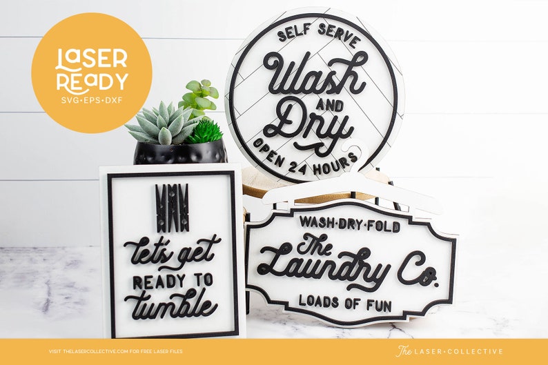 Laundry Sign SVG Files for Laser Cutting image 1
