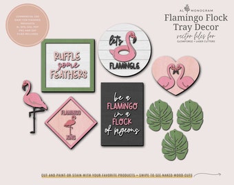 Flamingo Tray Decor | Glowforge Laser Files | Summer Tray Decor | Laser Cut Files for Trays | Flamingo Tier Tray