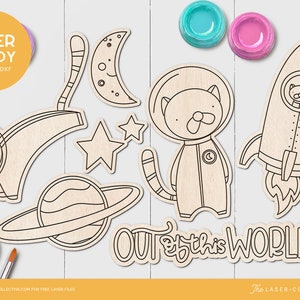 Verfset Laserbestanden Space Kids DIY-kit voor kinderen schilderen