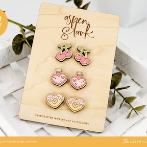 Juego de 2 limas láser para pendientes de San Valentín - Limas láser para pendientes - Limas para pendientes para corte láser - Lima láser con forma de corazón - Archivos SVG para pendientes