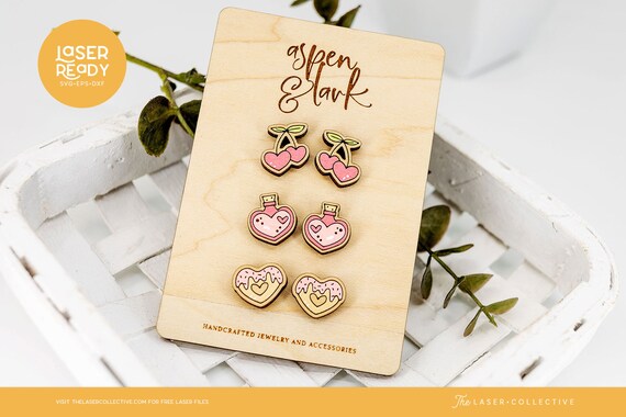 Valentine's Day Earring Laser Files Set 2 - Stud Laser files - Earring Files for Laser Cutting - Heart Laser File - Earring SVG Files